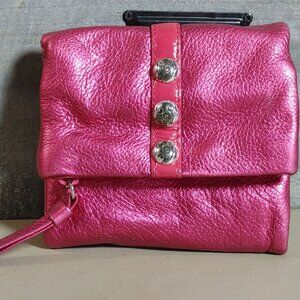 Brighton Nolita Shimmer Small Trifold Wallet Metallic Pink Leather Card Holder
